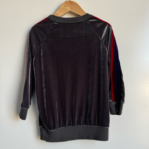 Aviator Nation Kids Velvet 5 Stripe Crew Sweatshirt Size 8 gray velour unisex - Picture 4 of 6